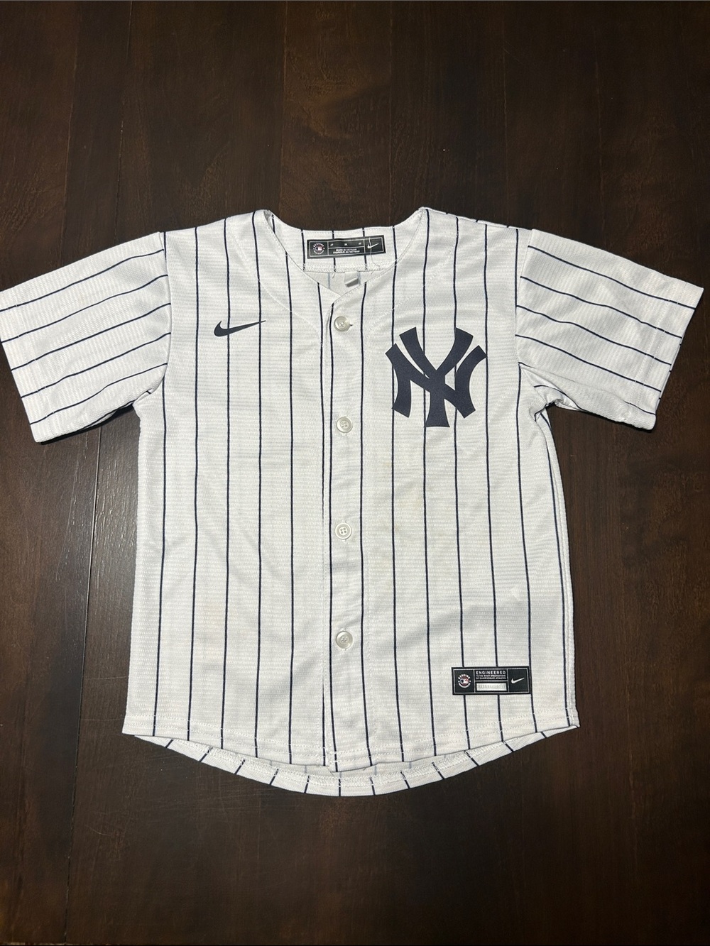 Aaron Judge White & Navy Pinstripe NY Yankees Kids Baseball Jersey